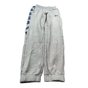 Puma Beige Track Pants With Logo Tape Detailing  Cotton Blend UnisexS Casual Wea
